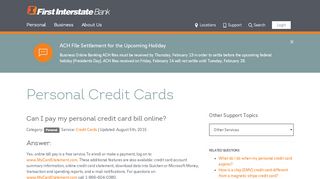 
                            4. Can I pay my personal credit card bill online? - First Interstate ... - First Interstate Bank Mastercard Portal