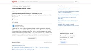 
                            2. Can I trust Wisdom Jobs? - Quora - Wisdom Job Portal Review