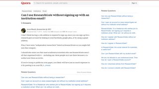 Can I use ResearchGate without signing up with an institution ... - Researchgate Login Password