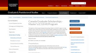 
                            4. Canada Graduate Scholarships - Master's (CGS M) Program ... - Sshrc Research Portal