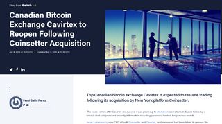 
Canadian Bitcoin Exchange Cavirtex Reopens Following ...  
