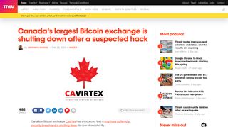 
Canadian Bitcoin Exchange Closing after Suspected Hack  
