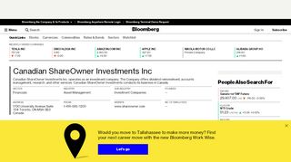 Canadian ShareOwner Investments Inc - Company Profile and ... - Canadian Shareowner Portal