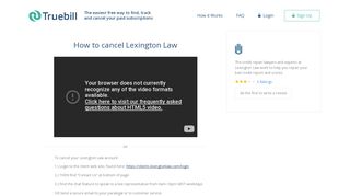 
Cancel Lexington Law - Truebill  
