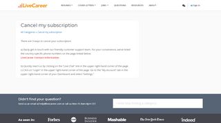 
                            5. Cancel my subscription | LiveCareer - Livecareer Uk Sign In