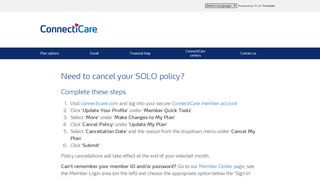 
                            7. Cancel your SOLO Plans - ConnectiCare - Connecticare Portal