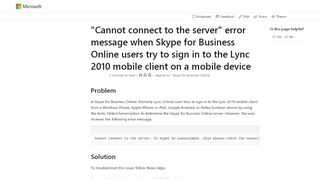 
                            7. Cannot connect to the server when sign in to the Lync 2010 ... - Accenture Skype Web Login