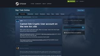 
                            8. Cannot link Cryptic User account on the new Arc site :: Star ... - Cryptic Portal