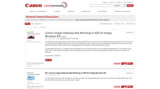 
                            2. Canon image Gateway Not Working in IOS Or Image Br ... - Canon Image Gateway Portal Problem