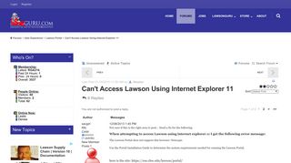 
                            2. Can't Access Lawson Using Internet Explorer 11 - LawsonGuru.com - - Lawson Portal Web Page
