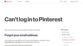 
                            2. Can't log in to Pinterest | Pinterest help - Pinterest Login Page Not Working