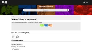 
Can't login to account | 888.com Support Center  
