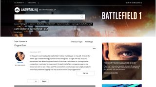 
                            3. cant login to battlefield 1 ps4 - Answer HQ - Can T Portal To Battlefield 1