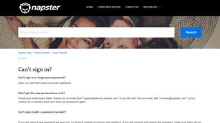 
                            3. Can't sign in? – Napster Help - Rhapsody Portal And Password