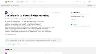 
                            5. Can't sign-in to Hotmail when traveling - Microsoft Community - Hotmail Login South Africa