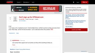 
                            8. Can't sign up for CPAlead.com | Warrior Forum - The #1 Digital ... - Cpalead Sign Up