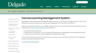 Canvas Learning Management System - Delgado CC - Canvas Delgado Portal