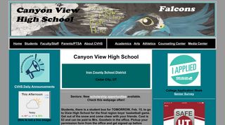 
                            4. Canyon View High School Home Page - Dixie Canvas Portal