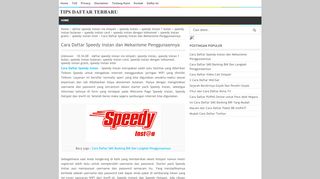 
                            1. Cara Daftar Speedy Instan dan Mekanisme Penggunaannya - Cara Portal Speedy Instan