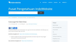 
                            3. Cara Login Ke Client Area - Pusat Pengetahuan IndoWebsite - Indowebsite Portal