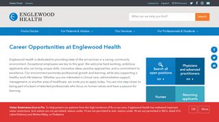 
                            4. Career Opportunities at Englewood Health | Englewood Health - Englewood Hospital Employee Portal