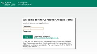 
                            2. caregiverconnect.aurora.org - Aurora Healthcare Iconnect Portal
