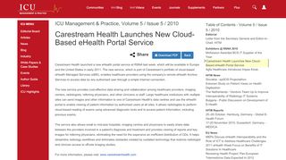 Carestream Health Launches New Cloud-Based eHealth Portal Service - Carestream Service Portal