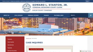 
                            5. Case Inquiries | Shelby County Courts, TN - Official Website - Shelby County Criminal Justice Portal