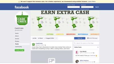 
                            6. CashCrate - Posts Facebook