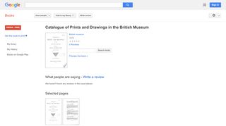 
Catalogue of Prints and Drawings in the British Museum  

