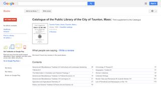 
                            7. Catalogue of the Public Library of the City of Taunton, ... - Hays 3ss Login