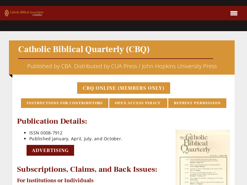 
                            6. Catholic Biblical Quarterly (CBQ) - The Catholic Biblical ...