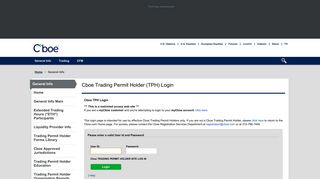 
                            6. Cboe Trading Permit Holder (TPH) Login - Cboe Portal