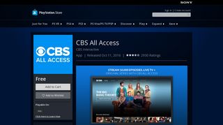 
CBS All Access on PS4 | Official PlayStation™Store US
