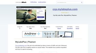 Ccp.mylabsplus.com website. MyLabsPlus  Pearson.