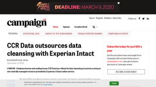 
                            8. CCR Data outsources data cleansing with Experian Intact ... - Experian Intact Portal