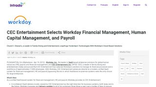 CEC Entertainment Selects Workday Financial Management ...