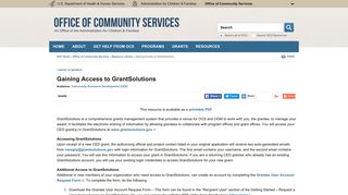 CED Gaining Access to GrantSolutions - ACF.HHS.gov - Grant Solutions Portal