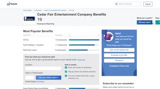 
                            8. Cedar Fair Entertainment Company Benefits & Perks | PayScale - Cedar Fair Employee Portal