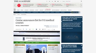 Centac announces list for UG medical courses - The Hindu - Centac Login