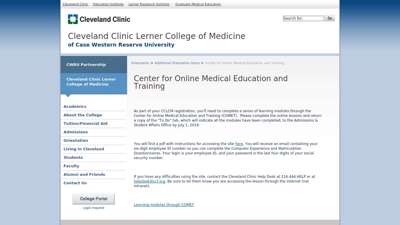 Center for Online Medical Education and Training  Lerner ...