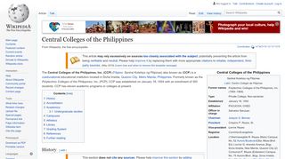 
                            6. Central Colleges of the Philippines - Wikipedia - Ccp Edu Ph Student Portal