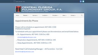 
                            4. Central Florida Pulmonary » Appointments By Phone - Central Florida Pulmonary Group Patient Portal