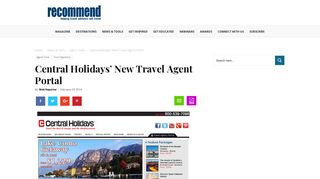 
                            5. Central Holidays' New Travel Agent Portal - Recommend - Central Holidays Travel Agent Portal