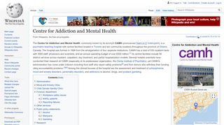 
                            3. Centre for Addiction and Mental Health - Wikipedia - Camh Ca Staff Portal