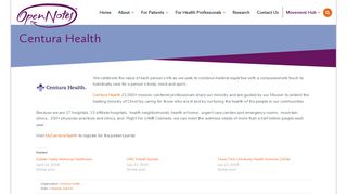 
                            10. Centura Health - OpenNotes - Centura Health Portal