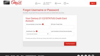 
                            7. Century 21 C21STATUS Credit Card - Forgot Username or ... - Century 21 Store Portal