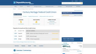 
                            4. Century Heritage Federal Credit Union Reviews and Rates - Century Heritage Federal Credit Union Portal