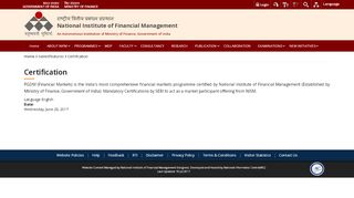 
                            7. Certification | National Institute of Financial Management ... - Nifm Certification Portal