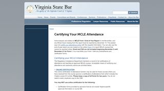 
                            6. Certifying Your MCLE Attendance - Virginia State Bar - - Virginia State Bar Member Portal